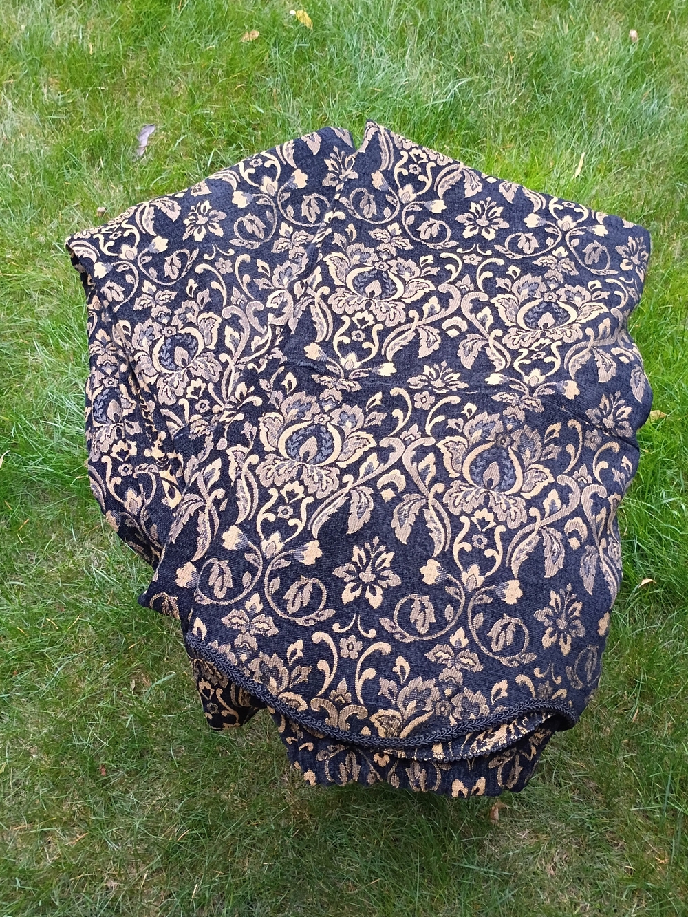 Vintage JCPenney Black Gold Damask Curtains 2 Panels Scalloped 50x100 Extra Long